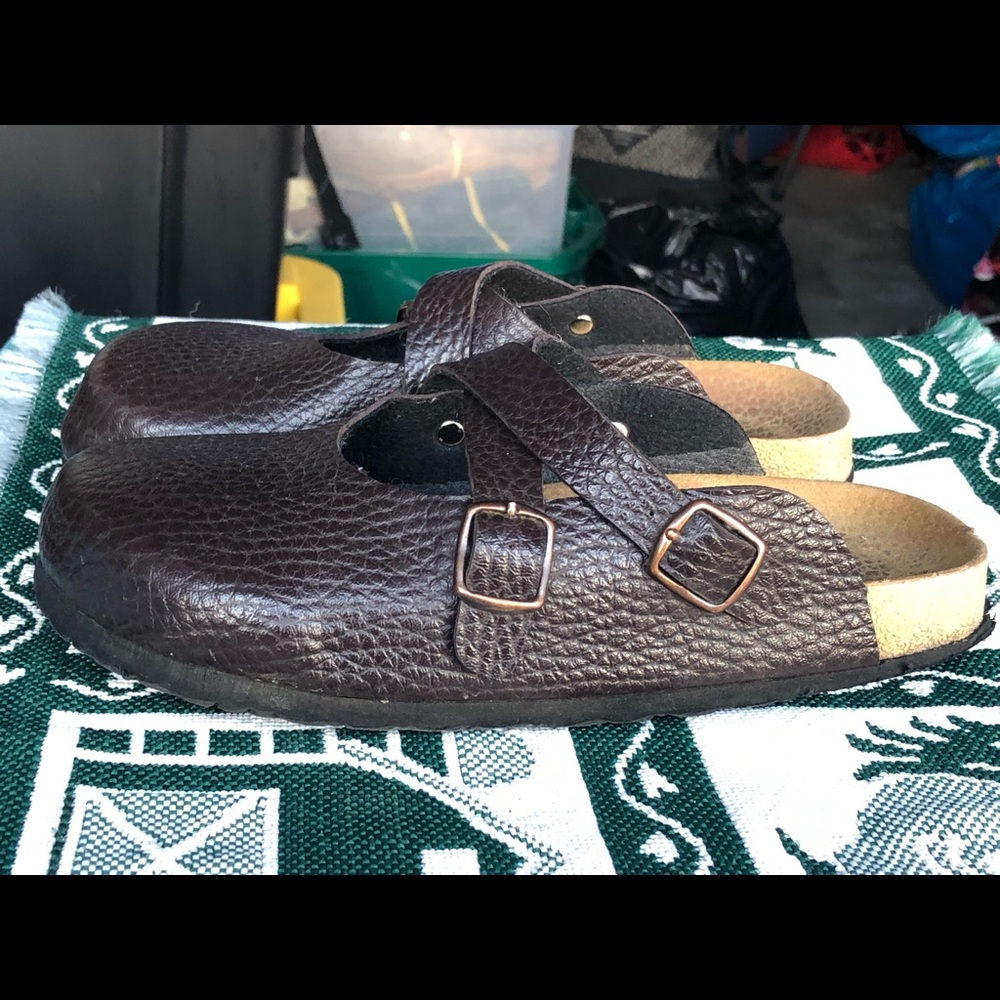 Agape Brown Leather Slide On Clogs Sandals Size 6
